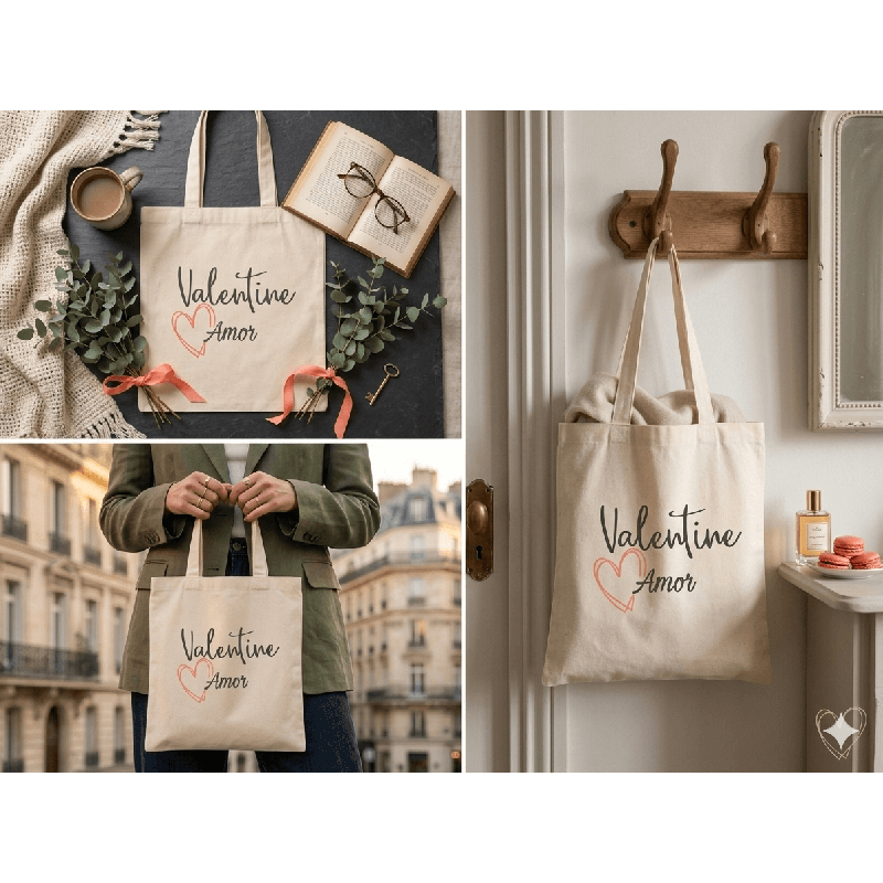 Tote bag Valentine Amor – Sac romantique en coton