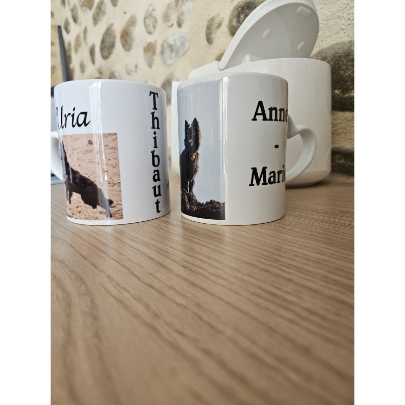 Mug personnalisé avec photo de chien et prénom – Cadeau animal