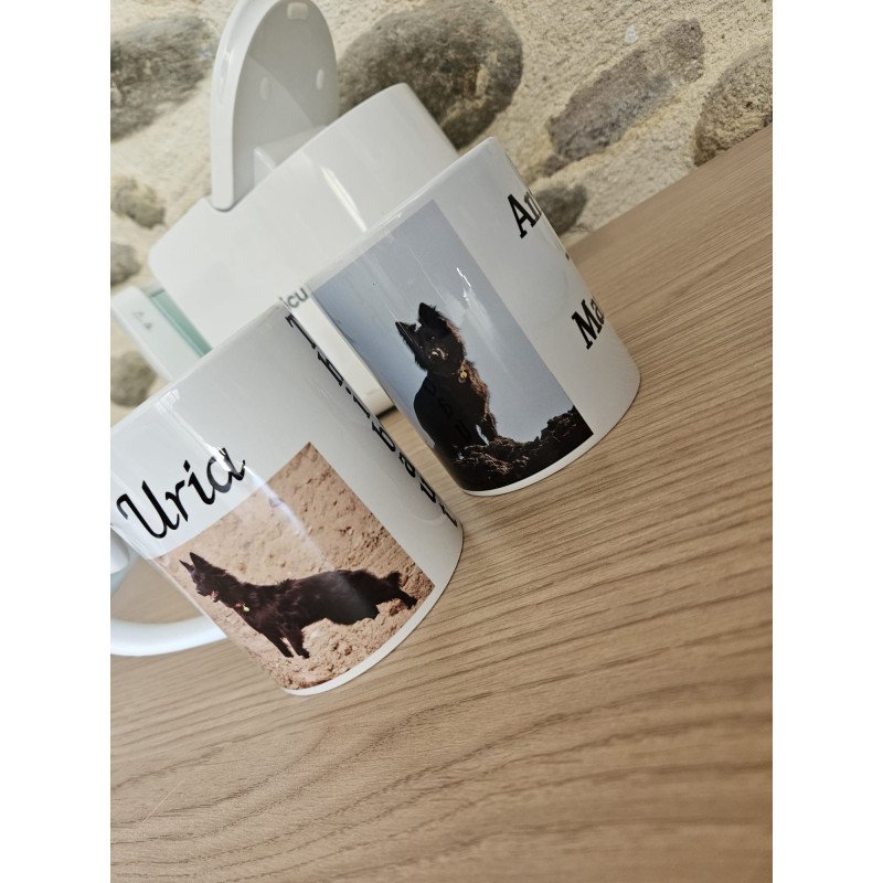 Mug personnalisé avec photo de chien et prénom – Cadeau animal