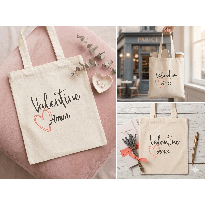 Tote bag Valentine Amor – Sac romantique en coton