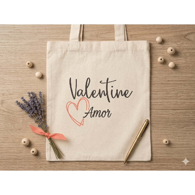 Tote bag Valentine Amor – Sac romantique en coton